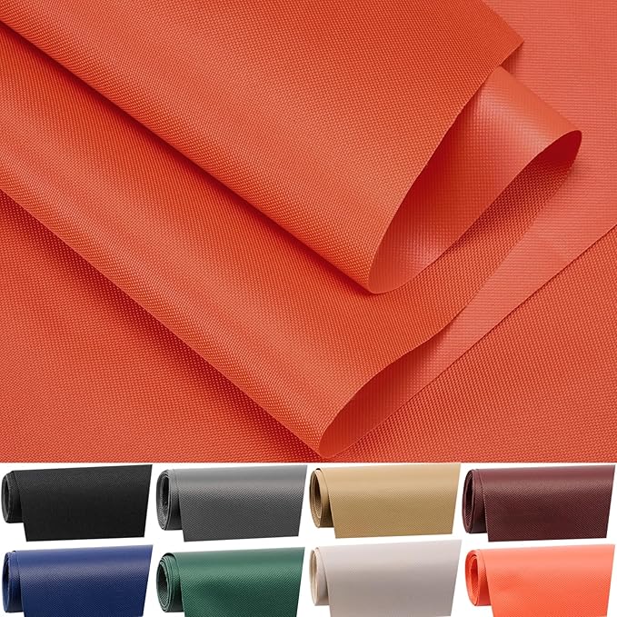 Waterproof Canvas Fabric by The Yard 60" W 600 Denier PVC Backing Water Repellent Polyester Upholster Fabric Material for Indoor Outdoor Marine Awning Tent Craft DIY(2 Yards, Orange)