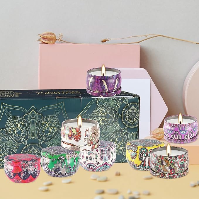 Scented Candles Gifts Set 24 Pack Soy Wax Travel Tin Advent Candles for Home 2.5 OZ jar Candles for Mom for Christmas, Birthday, Thanksgiving, Mother's Day.
