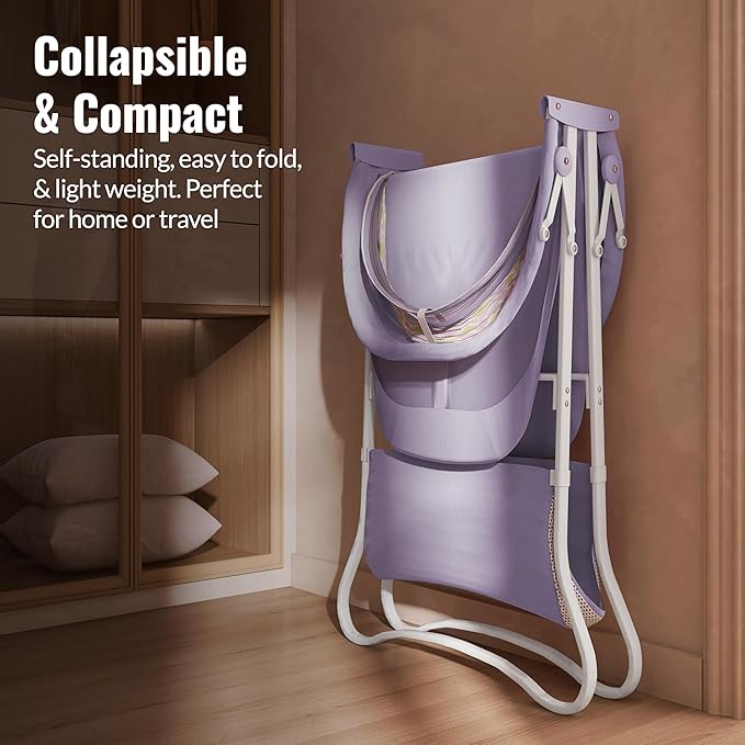 Dream On Me Karley Bassinet, Award Winner Lightweight Travel Baby Bassinet, Foldable Bedside Sleeper, Adjustable Double Canopy, Spacious Design, Soft Fabric, Storage Basket – Periwinkle