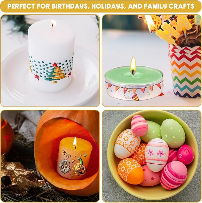 VVF Candle Painting Kit, 18-Color Candle Wax Pens (3 Metallics) with Sponge & Sticker Stencils, Great for Candle Making, DIY Crafts, Holiday Gifts & Kids Painting((10ml*18)