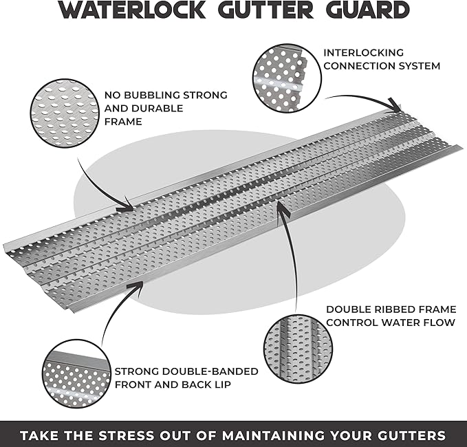 6" Gutter Guards Leaf Protection, Domestic Aluminum Gutter Covers 6 Inch (28 Feet, Mill Finish)