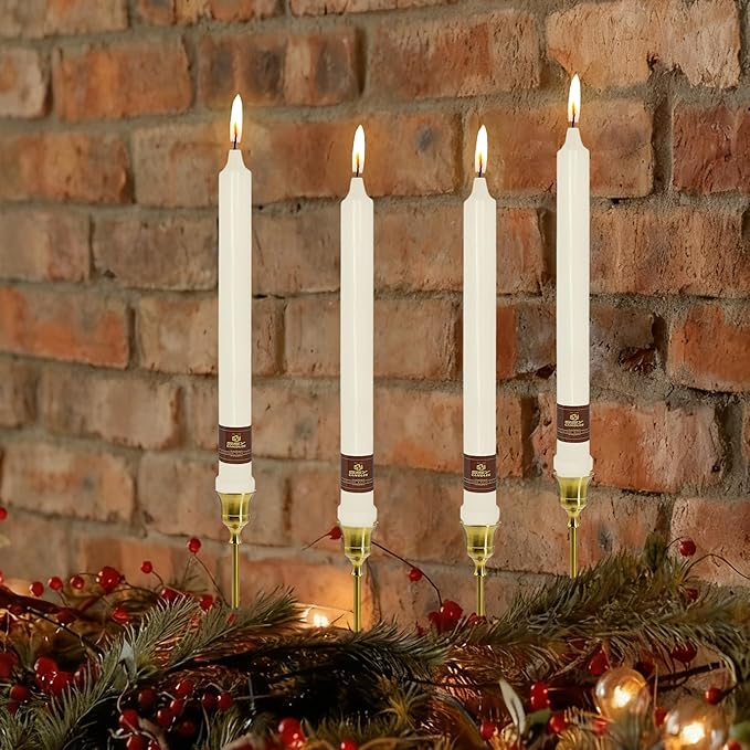 Ivory Candlesticks 10 Inch Handmade Dripless Taper Candles Unscented Colored Candle Set, Pack of 4 - Up to 8 Hours Burn