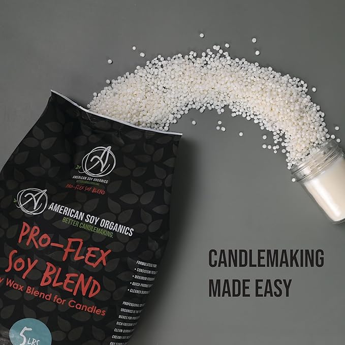 American Soy Organics Pro-Flex Soy Blend - Soy Wax Beads for Candle Making - Candle Making Supplies - Beeswax-Free Candle Wax Blend for Container Candles, Tealights and Wax Melts, 5 lbs