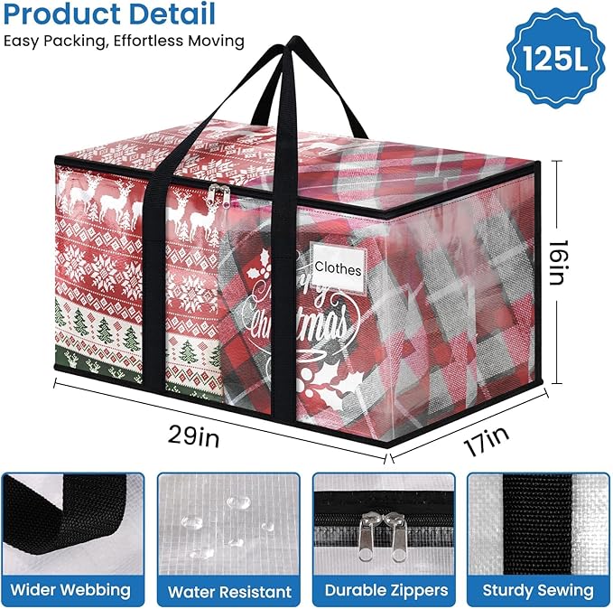 RoomHacks Clear Moving Bags Heavy Duty Extra Large, Moving Supplies with Reinforced Handle and Double Zipper, Storage Bags for Moving Essential, Packing tote Alternative to Moving Box(10 Packs, Clear)