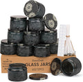 LumaCraft Luxury Embossed Glass Candle Jars for Making Candles - 12 Pack Empty Candle Containers with Airtight Metal Lids, 20 Wicks & 20 Stickers, Colored Glass Jars for Gifts & Decor-4OZ