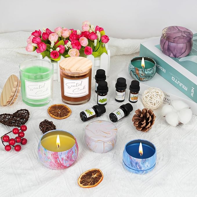 OFUN Candle Making Kit for Adults,Candle Making Supplies with Beewax, Fragrance Oil, Beeswax Dye Blocks, Melting Pot etc DIY Candle Craft Tools for Women Friend Family