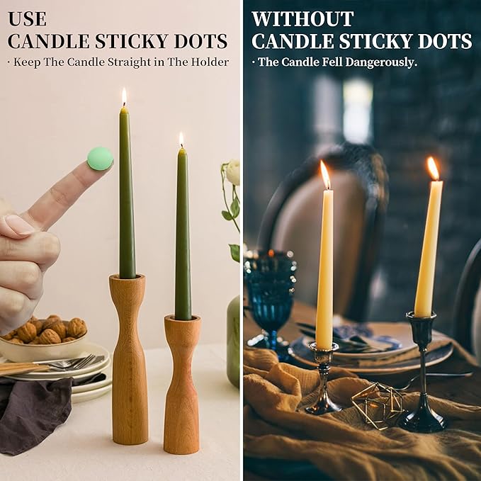 Candle Sticky Dots - Green Wax Candle Adhesive - Unscented Cire Adhesive for Secure Placement - Easy Clean and Traceless - Pack of 24