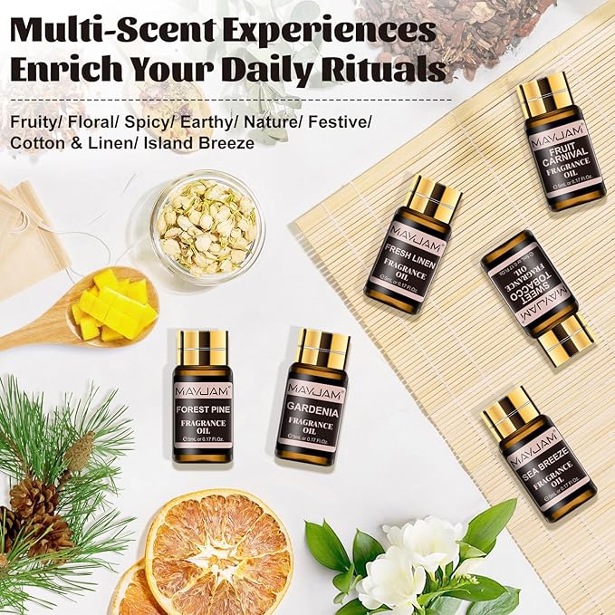 MAYJAM Fragrance Oil Gift Set, Top 20 Essential Oils Variety Pack for Diffusers for Home, Long Lasting Scented Oils for Soap Candle Making - 5ml/0.17fl.oz