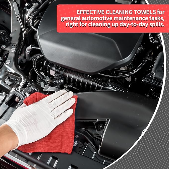 HOMERHYME Microfiber Cleaning Cloth, 150 Pack Cleaning Rags Microfiber Towel Bulk Absorbent Lint-Free WashCloths, All-Purpose Towels for Cars, Shop, Automotive, Garage, Home Kitchen 11.5"*11.5", Red