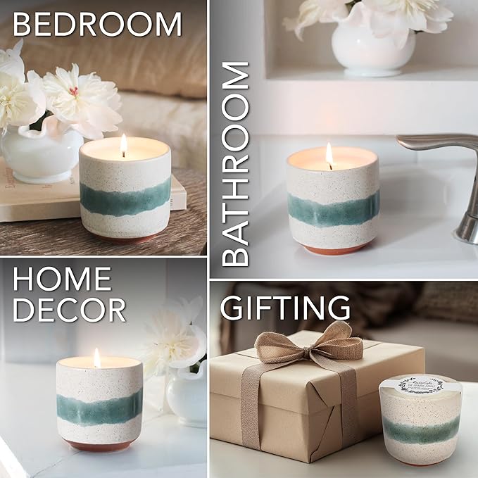 Hyggelight - The Growing Candle, Coffee Scented, 8.5oz Ceramic Pot, Aromatherapy Candles, 100% Soy, Cream and Espresso Aroma for Home, Edith