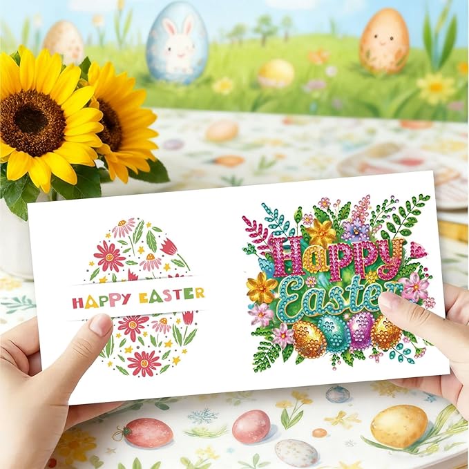 DoxQcs 5D Diamond Art Painting Greeting Cards Kit, DIY Cards for Blessings Congratulations Gifts, Greeting Card Set for Birthday Thanksgiving Day Christmas Halloween-2PCS-2