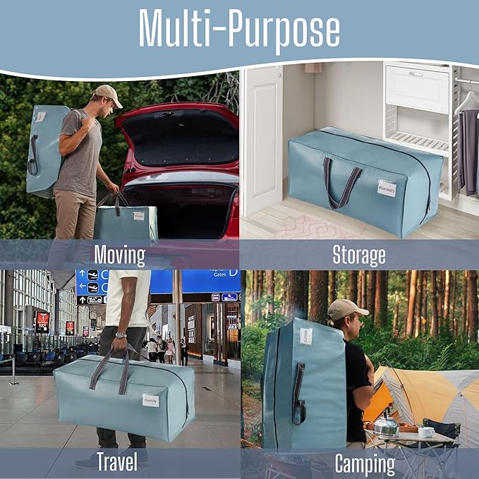 VENO 8 Pack Heavy Duty Moving Bags with Backpack Straps, Zippers & Handles, Extra Large Packing Bags for College Dorm Essentials, Moving Supplies Alternative to Cardboard Moving Boxes