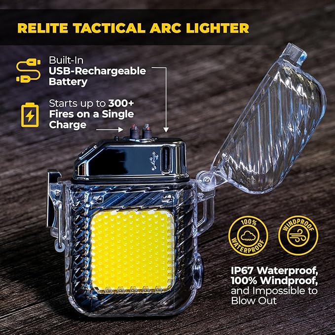 MODERN NEEDS Relite Tactical Arc Lighter | USB Rechargeable Plasma Lighter | Windproof Lighters for Camping, Hiking & Survival Gear | Durable Electric Torch for Outdoor & Everyday Use