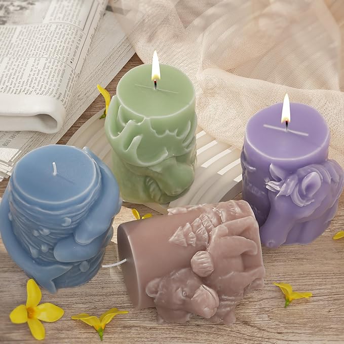 Wolf Cylinder Animal Resin Casting Silicone Mold for Home Decor & Candle Making Wave Spiral Mold
