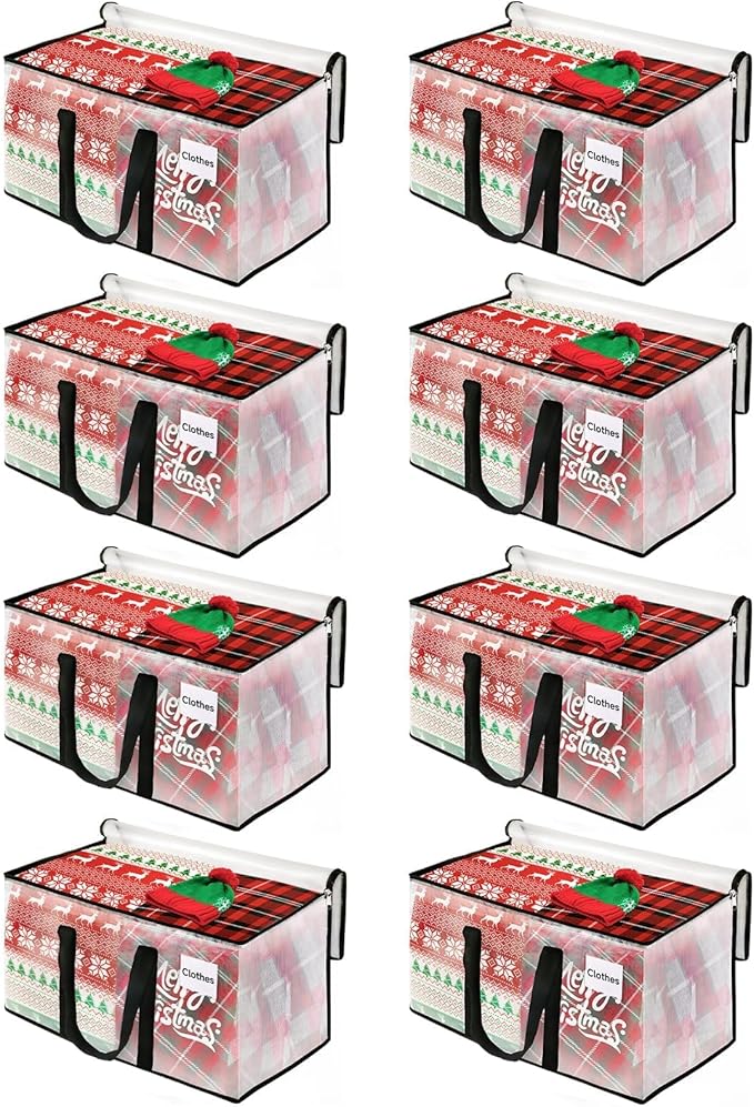 BlissTotes Clear Moving Bags Heavy Duty, 93L Extra Large Storage Bags with Zipper & Reinforced Handles, Waterproof PP Moving Totes for Clothes, Bedding, Comforters, Space Saving Storage (8 Pack)