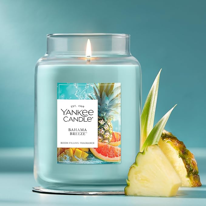 Yankee Candle Bahama Breeze Scented Candle, 22oz Large Jar with up to 150 Hour Burn Time, Giftable, Birthdays