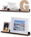 Rustic State Ted 24" Wall Mount Narrow Picture Ledge Photo Frame Display - Wooden Floating Shelves for Living Room Office Kitchen Bedroom Bathroom Décor - Distressed Brown - Set of 2