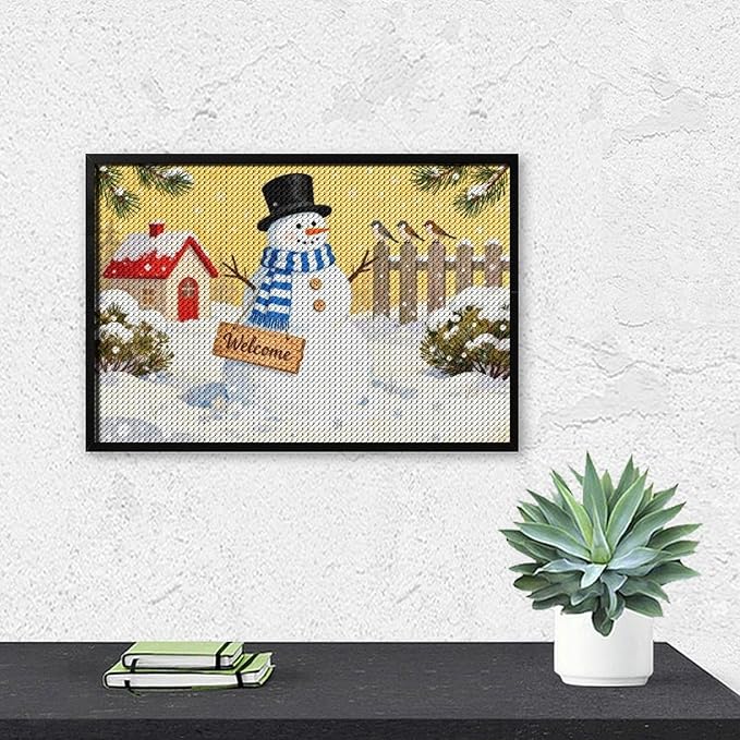 AIVKIEJK Diamond Painting Kits for Adults - Christmas Welcome Snowman Winter Christmas Painting DIY 5D Full Drill Diamond Dots Paintings with Diamonds Gem Art and Crafts Home Decor 8"x12"