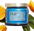 PartyLite Sea Salt & Sage Scented, Notes of Salted Air, Sea-Soaked Sage, Driftwood, Coconut and Sandalwood, 13.2oz 3-Wick Jar Candle, 45 Hour Burn Time, Luxurious Fragrance, Perfect for Gifting