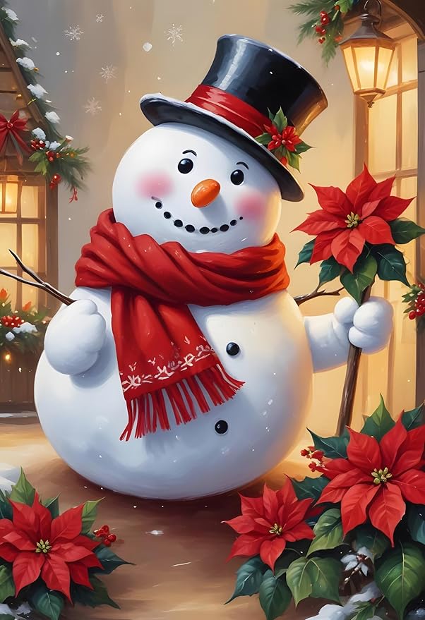 QZOTRXI 5D Snowman Diamond Art Painting Kits for Adults, Cute Christmas Snowman Round Full Drill Winter Diamond Art Crafts for Home Wall Decor Gift 10x12 Inch