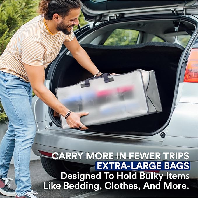 BOX USA 6-Pack Moving Bags with Strong Handles & Zippers - Heavy Duty Extra Large Packing Bags for Storage, Moving Boxes, Dorm & College Supplies, Clear