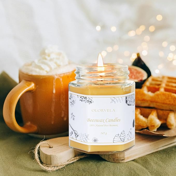 Jar Beeswax Candles-100% Natural Pure Beeswax Candles,5oz Unscented Beeswa Candle,Up to 30 Hours Burn Time, Bees Wax Candles for Decor,Party,Christmas 2 Pack