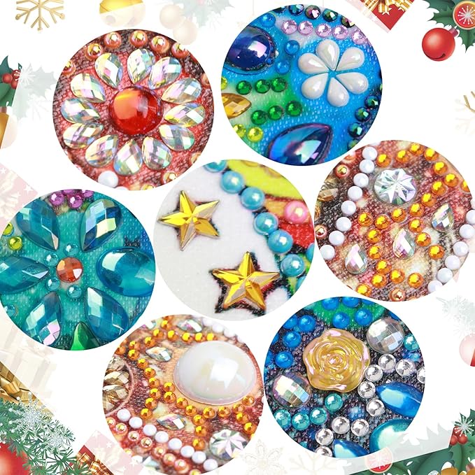 5D Special Shape Christmas Diamond Painting Kits for Adults, Santa Claus and Companion Riding Through Dreamy Fairytale Town, Crystal Rhinestones Diamond Art Canvas for Home Wall Decor Gift, 12×12 Inch