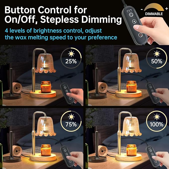 Candle Warmer Lamp with Timer Dimmable, Adjustable Height, House Warming Gifts New Home Decor, Mothers Day Birthday Gifts for Mom Women, Bedroom Decor with 2 Bulbs (Gifts for Women)