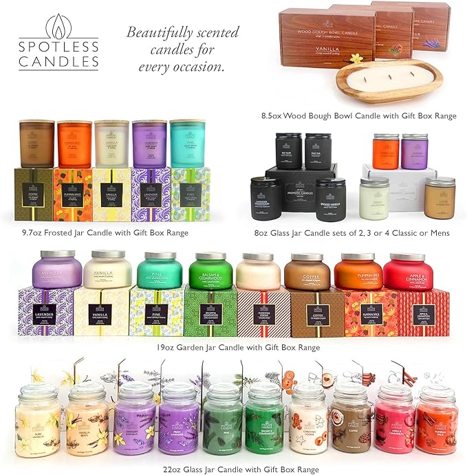 Pumpkin Spice Candle 9.7 oz: 55 Hrs Burn Time - Pumpkin Spice Scented Candles in Frosted Glass Jar with Wooden Crackling Wick in a Luxurious Gold Foil Lined Gift Box