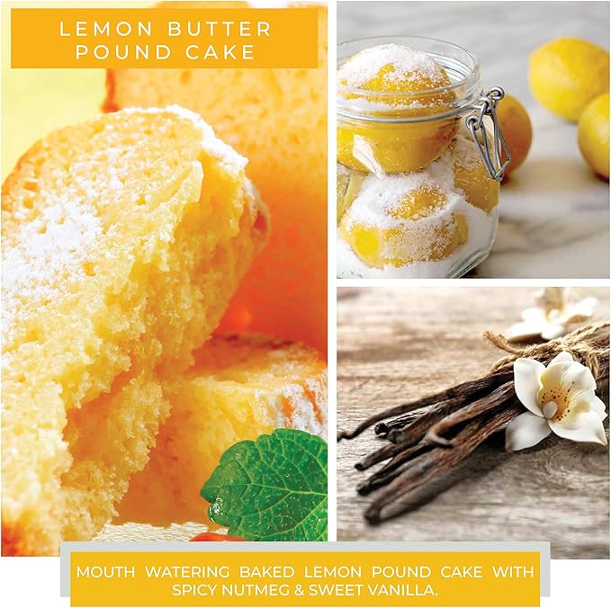 A Cheerful Giver - Lemon Butter Pound Cake Baby Scented Glass Jar Candle (6oz) with Lid & True to Life Fragrance Made in USA