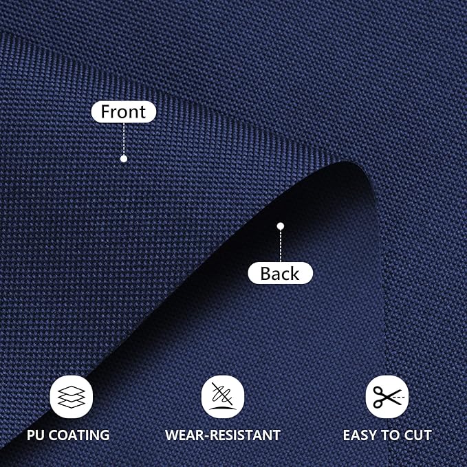 Waterproof Canvas Fabric by The Yard 58inch 600D Upholstery Material Polyester Fabric Outdoor Water Resistant Fabric for Sewing Chair Patio Cushion Purse Bag Interior, 15 Yard Navy Blue