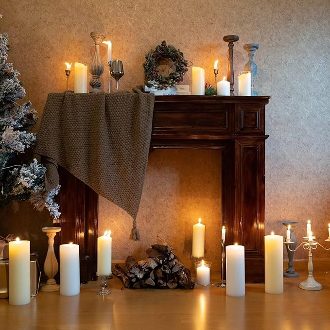 MOZEAL 4" x 10" Extra-Large Gold Pillar Candles (Set of 2), Unscented,Dripless, Smokeless,Long Clean-Burning,These Tall 10 inch Large Gold Pillar Candles Perfect for Weddings and Christmas Decor