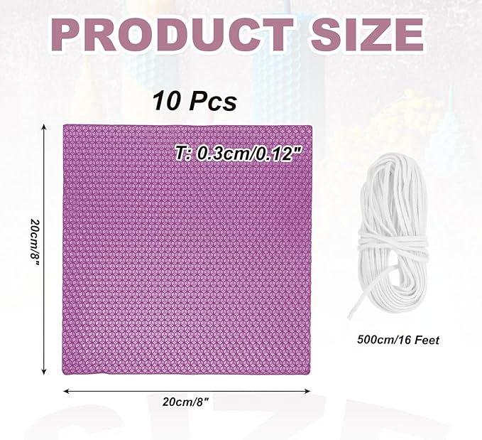 MECCANIXITY Beeswax Candle Making Kit,8x8 Inch 10pcs Purple Beeswax Candle Sheets with 1pcs Cotton Wick for DIY Craft Gift Making