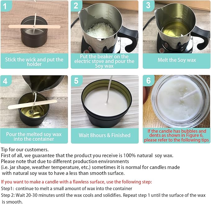 Soy Wax Candle Making Kit Supplies, Natural Candle Wax For Candle Making, DIY Art&Crafts Kit for Adults,Beginner, Including 10lbs Soy Wax Flakes, 100 Candle Wick,10 Centering Devices, Melting Pot