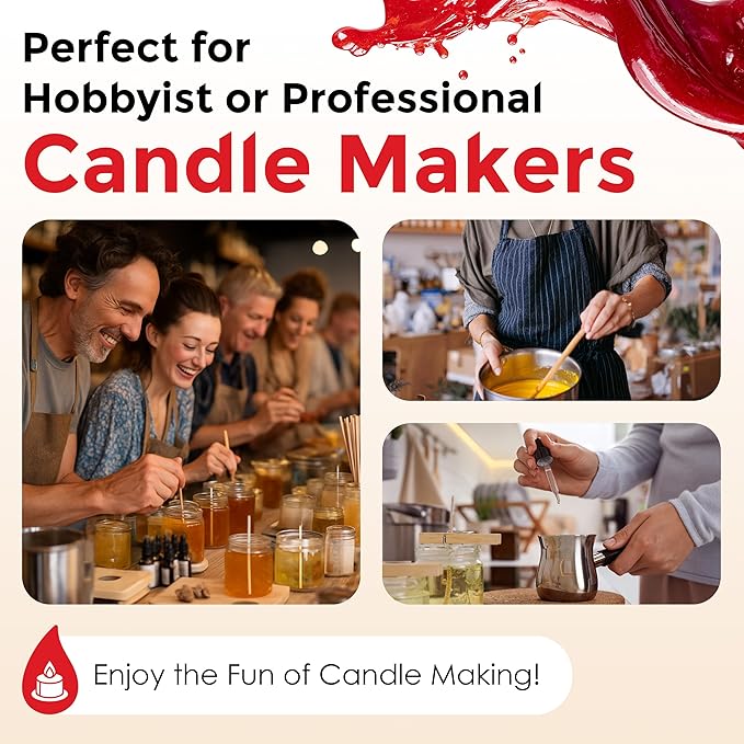 Red Liquid Candle Dye (.5 oz) - Made in the USA - Safe and Easy to Use - Pure and Simple Ingredients - Candle Making Supplies for Soy, Paraffin, Palm or Gel Wax - 10 Vibrant Colors to Choose from