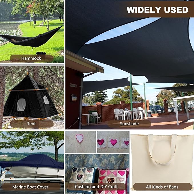 1200D Thicken Waterproof Canvas Fabric by The Yard 58" W Water-Resistant Polyester Fabric Heavy Duty Outdoor Upholstery Material for Chair Patio Cushion Furniture Cover Sewing DIY, 2 Yards Black