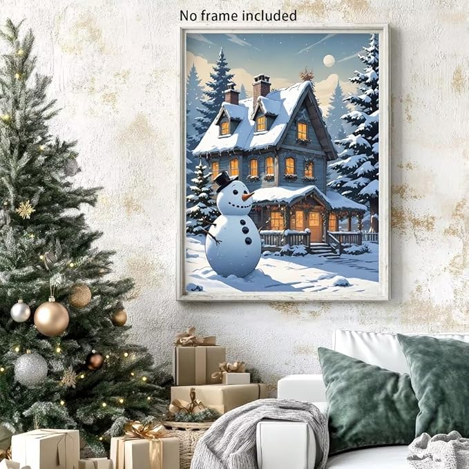 QZOTRXI Christmas Diamond Painting Kits for Adults DIY, 5D Snowman Winter Landscape Diamond Art for Beginners,Round Full Drill Paintings with Diamonds Gem Art for Home Wall Decor 12x16 Inch