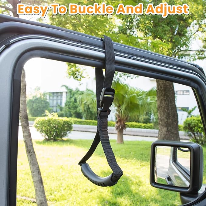 E-cowlboy Auto Cane Grab Aid - Standing Aid, Safety Handle, Mobility Assist Device - Portable, Adjustable, Nylon Grip (Black)
