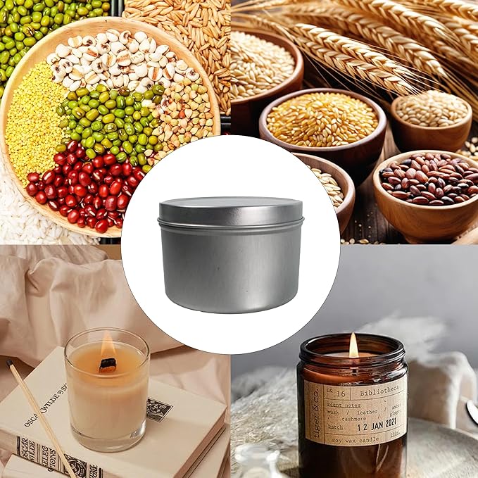 JAKOUE 4 pcs Candle Tins,8oz Metal Tins,Candle Containers for Candle Making,Arts Crafts,Storage Container,Storing Spices,80mm*60mm/3.15"*2.36"