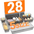 【Military Grade】 Drawer Organizer, 【𝟱𝗦𝗶𝘇𝗲】 Clear Makeup organizer, 【Holds 177 Items】 Bathroom Organizers and Storage, Plastic Desk Organizer Divider, Organizer Bins for Office Vanity A-LUGEI