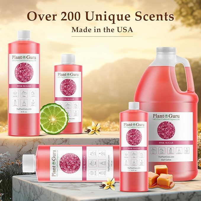Pink Sugar Fragrance Oil 4 fl. oz. Scented Oil for DIY Soap Making, Candles, Bath Bombs, Body Butters. Used in Aromatherapy Diffusers, Burners and Warmers. Great Addition to Lotions and Creams.