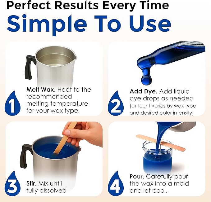 Blue Liquid Candle Dye (.5 oz) - Made in the USA - Safe and Easy to Use - Pure and Simple Ingredients - Candle Making Supplies for Soy, Paraffin, Palm or Gel Wax - 10 Vibrant Colors to Choose from