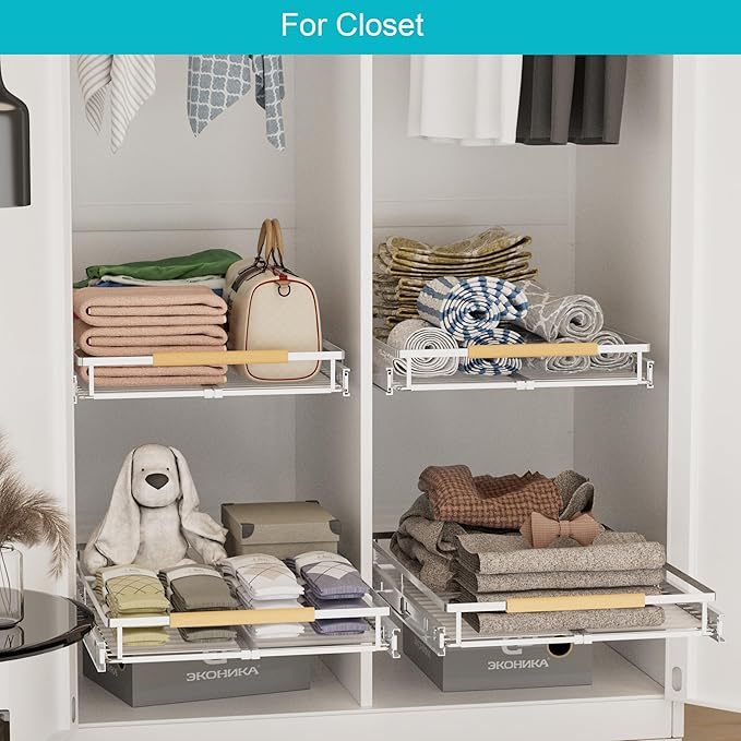 iPEGTOP 2 Pack Pull Out Cabinet Drawer Shelf Organizer, Extendable Sliding Slide Out Pantry Shelves Storage Heavy Duty for Kitchen Cabinets Under Sink, Adjustable Width 12.1~18.4" W x 22.4" D