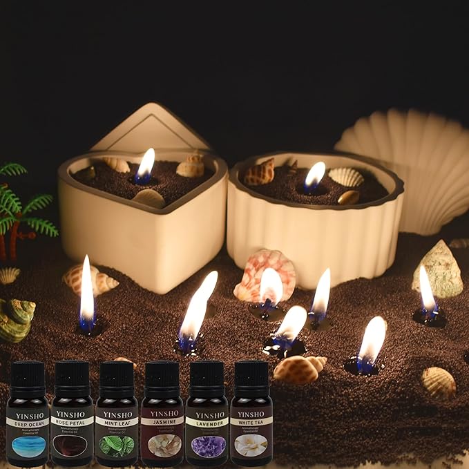 Pearled Candle Sand Set - 2.2Lb Sand Wax, 50X 6” Wicks, 6X Essential Oils, 2X Candle Jars with Lids, Smoke Free Powder Snow Halloween Candles, Over 240 Hours Burn Time DIY Candle Making Kit, Black