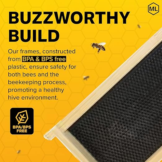 Mann Lake Premium Beekeeping Frames, Fully Assembled, Deep Rite-Cell Hive Frames, Beeswax Coating, Universal Fit, BPA & BPS Free, 6 1/4 Inches, Black, 20-Pack