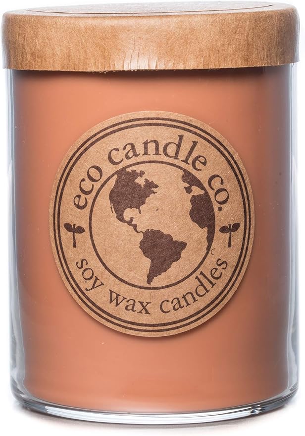 ECO CANDLE CO. Recycled Candle, Pumpkin Pecan, 18 oz. Double Wick - Scents of Pumpkin, Pecans, & Maple Syrup - 100% Soy Wax, No Lead, Kraft Paper Label & Lid, Hand Poured, Midwest Grown Soybeans