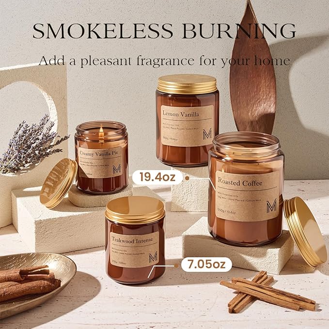 M&SENSE Jasmine Garland Scented Christmas Candle Gift | 19.4oz, 115-Hour Burn | Natural Organic Soy Wax | Long-Lasting for Stress Relief and Gifting | for Christmas, Thanksgiving, Holiday