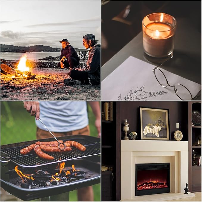 Long Grill Lighter,Refillable Butane,Windproof Flexible with Visual Fuel Window for Candles Grill BBQ Fireplaces Kitchen Camping(Butane Gas Not Included)