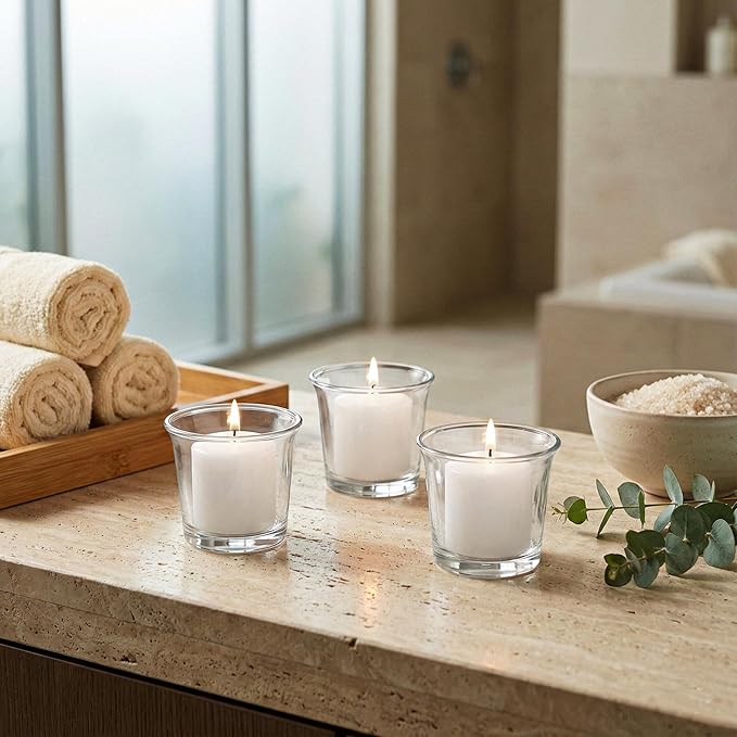 White Votive Candles Unscented Candles for Wedding Centerpieces Pack of 24 Dripless Wax for Parties, Aromatherapy, Devotional, Home Décor, Spas & Holiday Gifts – Royal Imports