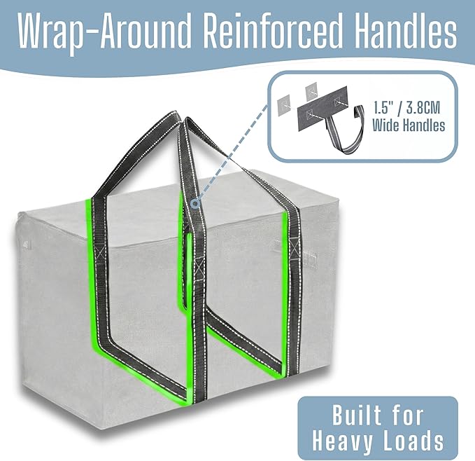 VENO 6 Pack Heavy Duty Moving Bags, Extra Large Storage Bags with Reinforced Handles & Strong Zippers, Foldable & Reusable Moving Box Alternative for Clothes & Dorm Storage